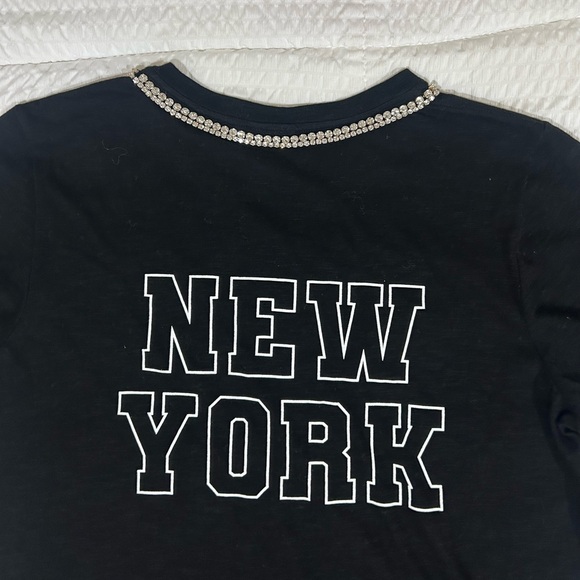 Cinq a Sept Black Paris New York Rhinestone Tee - Picture 6 of 6
